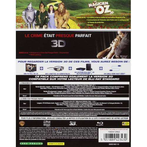 Blu-ray - Le magicien d&#039;Oz 3D et Le crime était presque parfait 3D